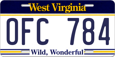 WV license plate OFC784