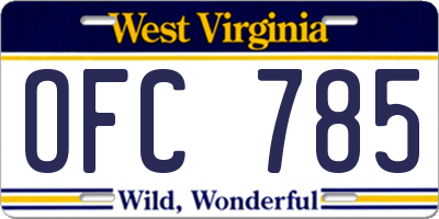 WV license plate OFC785