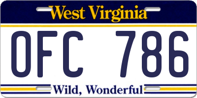WV license plate OFC786