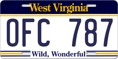 WV license plate OFC787