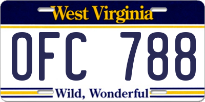 WV license plate OFC788