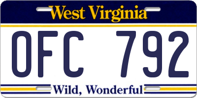 WV license plate OFC792