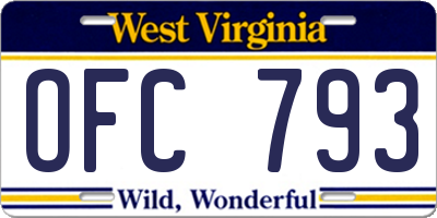 WV license plate OFC793