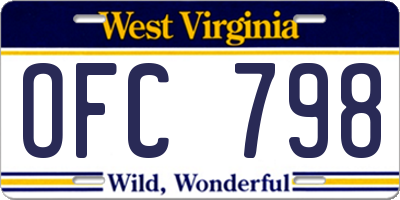 WV license plate OFC798