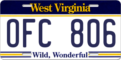 WV license plate OFC806
