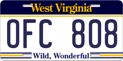 WV license plate OFC808