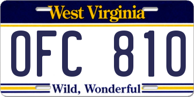 WV license plate OFC810