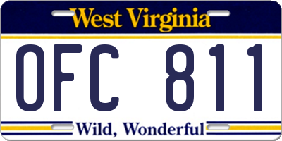 WV license plate OFC811
