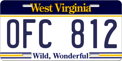 WV license plate OFC812
