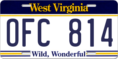 WV license plate OFC814