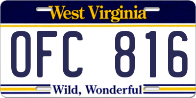 WV license plate OFC816