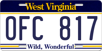 WV license plate OFC817