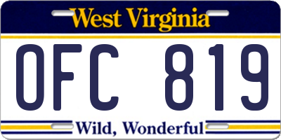 WV license plate OFC819