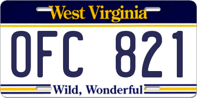 WV license plate OFC821