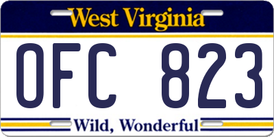 WV license plate OFC823