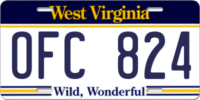 WV license plate OFC824