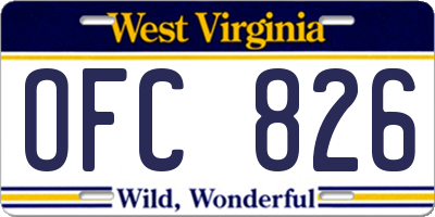 WV license plate OFC826