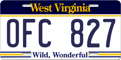 WV license plate OFC827