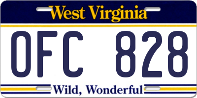 WV license plate OFC828