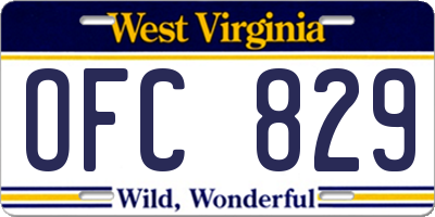 WV license plate OFC829