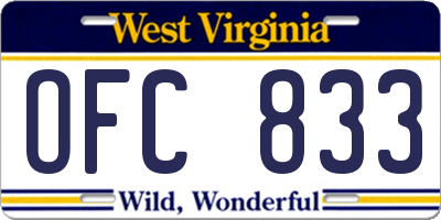WV license plate OFC833