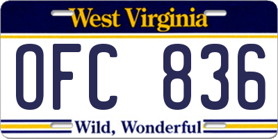WV license plate OFC836