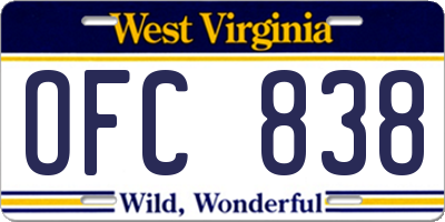 WV license plate OFC838