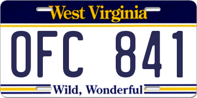 WV license plate OFC841