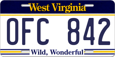WV license plate OFC842