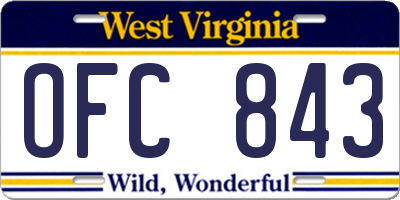 WV license plate OFC843