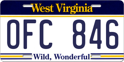 WV license plate OFC846