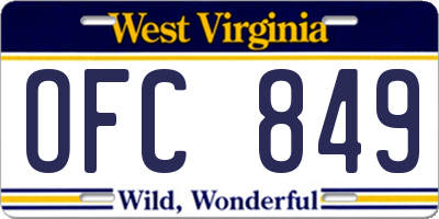 WV license plate OFC849