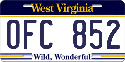 WV license plate OFC852