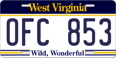WV license plate OFC853