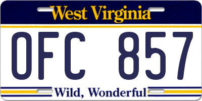 WV license plate OFC857