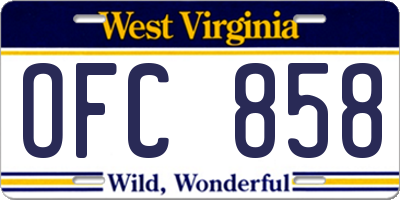 WV license plate OFC858