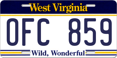 WV license plate OFC859