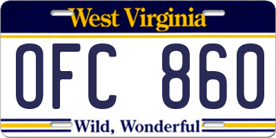 WV license plate OFC860