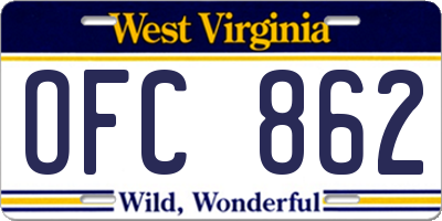 WV license plate OFC862