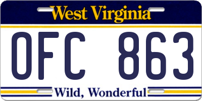 WV license plate OFC863