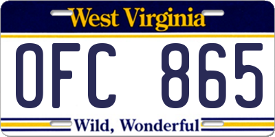 WV license plate OFC865