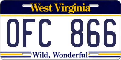WV license plate OFC866