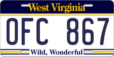 WV license plate OFC867