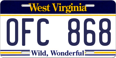 WV license plate OFC868