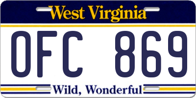 WV license plate OFC869