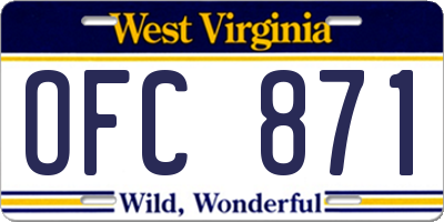 WV license plate OFC871