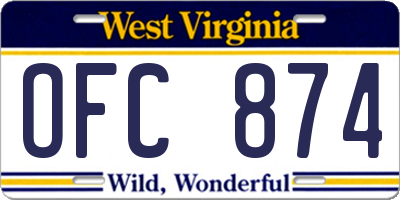 WV license plate OFC874