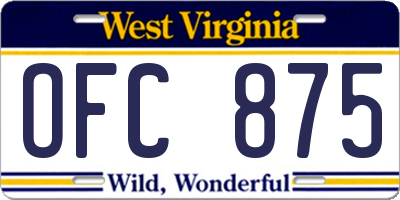 WV license plate OFC875
