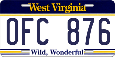WV license plate OFC876