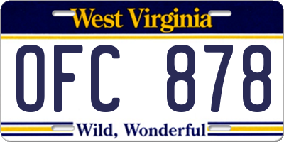 WV license plate OFC878